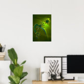 Kokopelli Abstrakt in Grün Poster (Heimbüro)