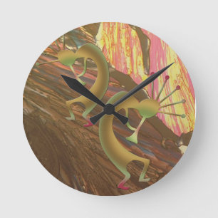 Kokopelli Abstrakt Jam Session Runde Wanduhr