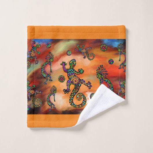Kokopelli Art Badhandtuch Set (Waschlappen)