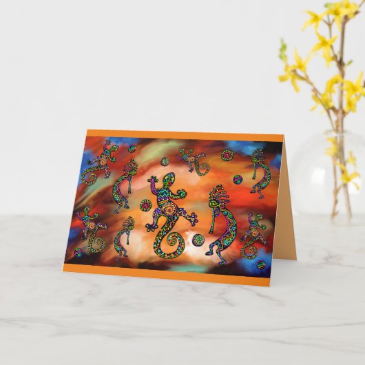 Kokopelli Art Karte (Gelbe Blume)