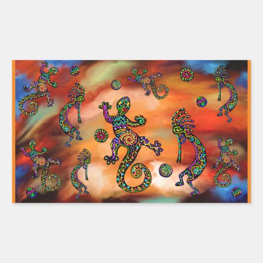 Kokopelli Art Rechteckiger Aufkleber (Vorderseite)
