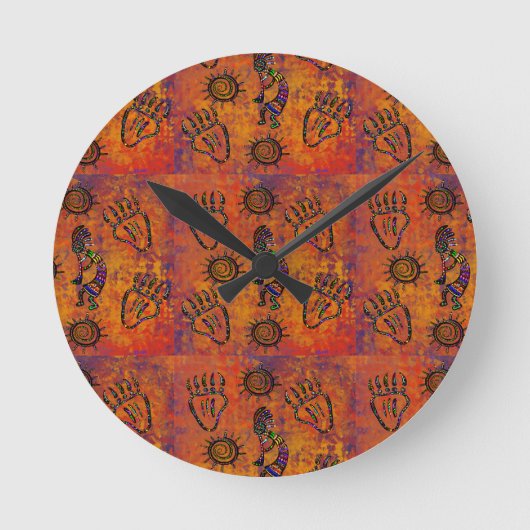 Kokopelli Art Runde Wanduhr (Vorderseite)