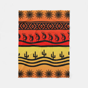 Kokopelli Aztec Tribal Wüste Südwestdesign Fleecedecke