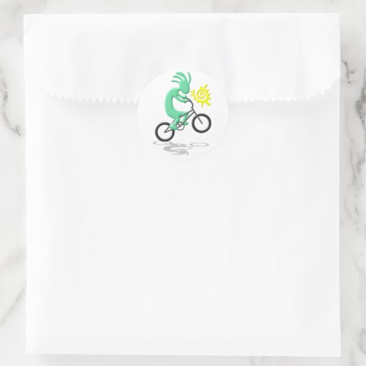 Kokopelli Bicycle Runder Aufkleber (Tasche)