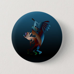 Kokopelli-Blues Button