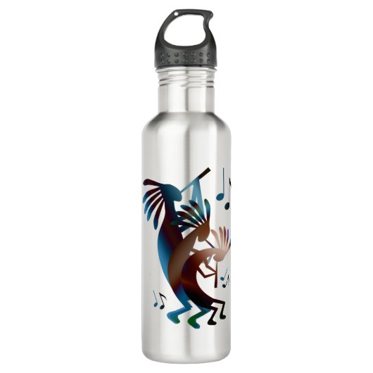 Kokopelli Blues Music Edelstahlflasche (Vorderseite)