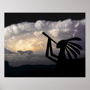 Kokopelli Brings Rain Print Poster