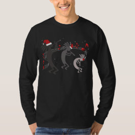 Kokopelli Christmas Mens Long Sleeve Black T - Shi T-Shirt
