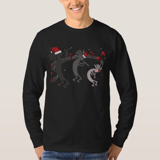 Kokopelli Christmas Mens Long Sleeve Black T - Shi T-Shirt (Vorderseite)
