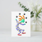Kokopelli Clown Postkarte (Stehend Vorderseite)