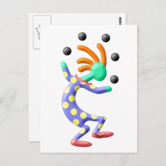 Kokopelli Clown Postkarte (Vorne/Hinten)