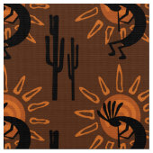 Kokopelli Desert Southwest Sun Brown Stoff (Nahaufnahme)