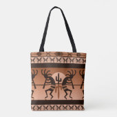Kokopelli Desert Sun Cactus Southwest Pattern Tasche (Rückseite)