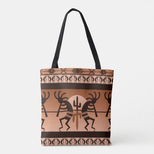 Kokopelli Desert Sun Cactus Southwest Pattern Tasche (Rückseite)