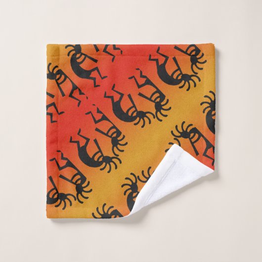 Kokopelli Design im Südwesten des Stammes Badhandtuch Set (Waschlappen)