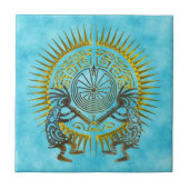 Kokopelli Duo - Mann im Maze - Sonne 1 Fliese (Vorderseite)