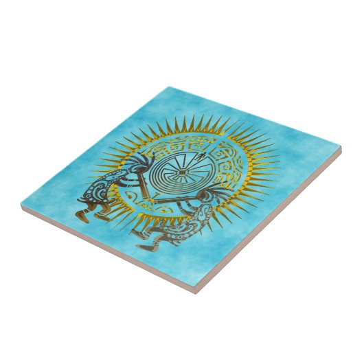 Kokopelli Duo - Mann im Maze - Sonne 1 Fliese (Seite)