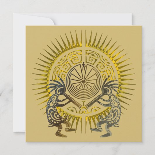 Kokopelli Duo - Mann im Maze - Sonne 1 Karte (Vorderseite)