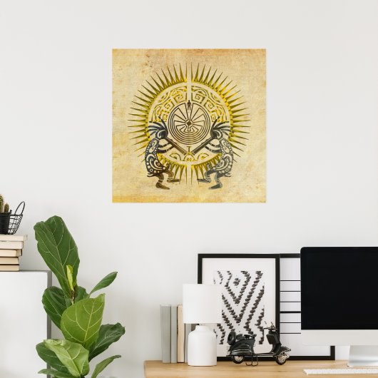 Kokopelli Duo - Mann im Maze - Sonne 1 Poster (Heimbüro)