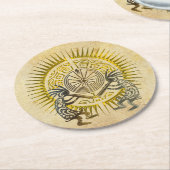 Kokopelli Duo - Mann im Maze - Sonne 1 Runder Pappuntersetzer (Angewinkelt)