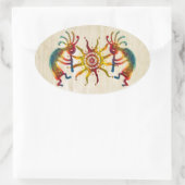 KOKOPELLI DUO SUN + Ihre Ideen Ovaler Aufkleber (Tasche)