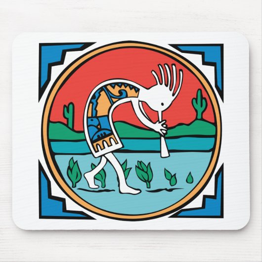 Kokopelli Farbe Mousepad (Vorne)