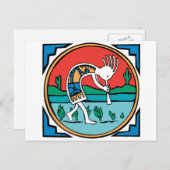 Kokopelli Farbe Postkarte (Vorne/Hinten)