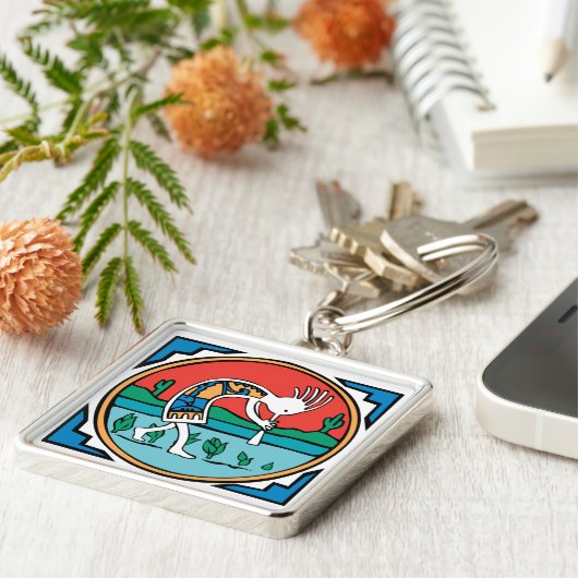 Kokopelli Farbe Schlüsselanhänger (Seite)