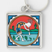 Kokopelli Farbe Schlüsselanhänger (Vorne)