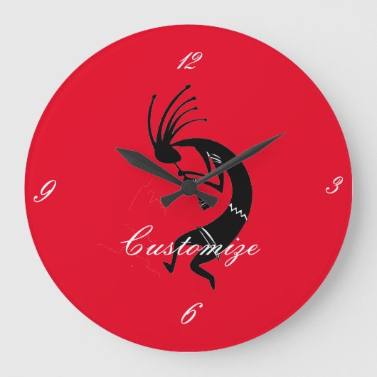 Kokopelli Flöte Player Thunder_Cove Große Wanduhr (Vorderseite)