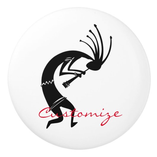 Kokopelli Flötenspieler Thunder_Cove Keramikknauf (Vorderseite)