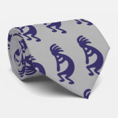 Kokopelli-Flute Abbildung: Blau auf Grau Krawatte (Gerollt)