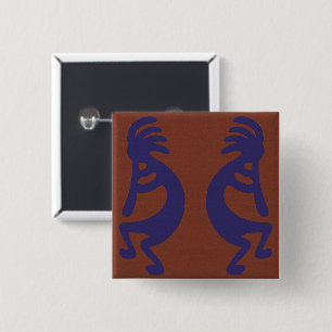 Kokopelli-Flute Abbildung: Blau auf Rot Button