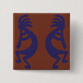 Kokopelli-Flute Abbildung: Blau auf Rot Button (Vorderseite)