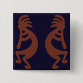 Kokopelli-Flute Abbildung: Blau auf Rot Button (Vorderseite)