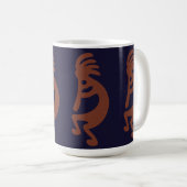 Kokopelli-Flute Abbildung: Blau auf Rot Kaffeetasse (VorderseiteRechts)