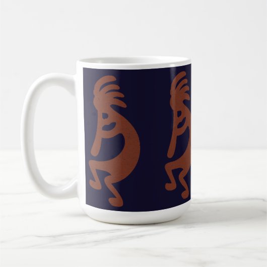 Kokopelli-Flute Abbildung: Blau auf Rot Kaffeetasse (Links)