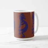 Kokopelli-Flute Abbildung: Blau auf Rot Kaffeetasse (VorderseiteRechts)
