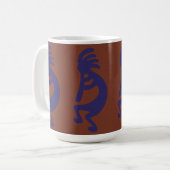 Kokopelli-Flute Abbildung: Blau auf Rot Kaffeetasse (Vorderseite Links)