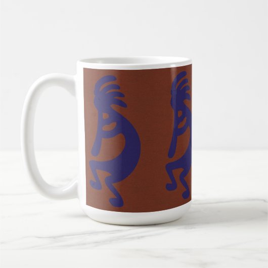 Kokopelli-Flute Abbildung: Blau auf Rot Kaffeetasse (Links)