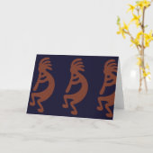 Kokopelli-Flute Abbildung: Blau auf Rot Karte (Gelbe Blume)