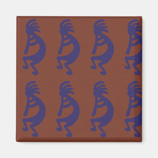 Kokopelli-Flute Abbildung: Blau auf Rot Magnet (Vorne)