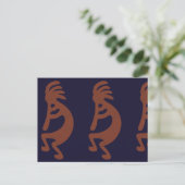 Kokopelli-Flute Abbildung: Blau auf Rot Postkarte (Stehend Vorderseite)