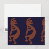 Kokopelli-Flute Abbildung: Blau auf Rot Postkarte (Vorne/Hinten)