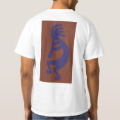 Kokopelli-Flute Abbildung: Blau auf Rot T-Shirt (Rückseite)