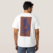 Kokopelli-Flute Abbildung: Blau auf Rot T-Shirt (Schwarz voll)