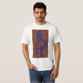 Kokopelli-Flute Abbildung: Blau auf Rot T-Shirt (Vorne ganz)