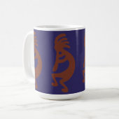 Kokopelli-Flute Abbildung: Rot auf blau Kaffeetasse (Vorderseite Links)