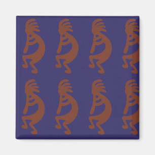 Kokopelli-Flute Abbildung: Rot auf blau Magnet