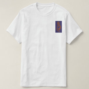 Kokopelli-Flute Abbildung: Rot auf blau T-Shirt